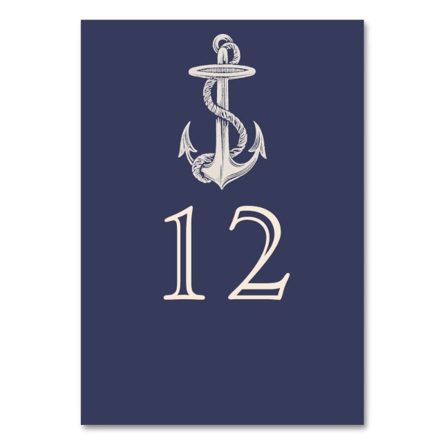 Nautical Anchor Wedding Tischnummer Card (Vorderseite)