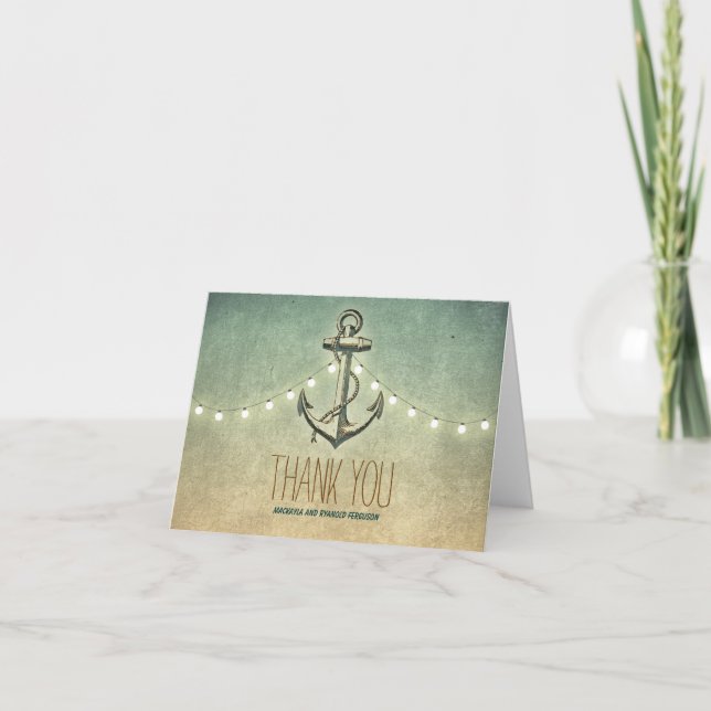 Nautical Anchor Wedding Vielen Dank Dankeskarte (Vorderseite)