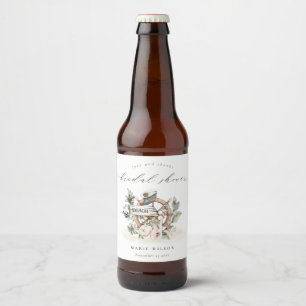 Nautical Anchor Wheel Leafy Floral Brautparty Bierflaschenetikett