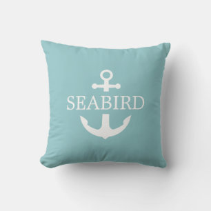 Nautical Anchor White & Aqua. Name des benutzerdef Kissen