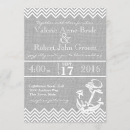 Nautical Anchor Zickzack Beach Wedding Einladung