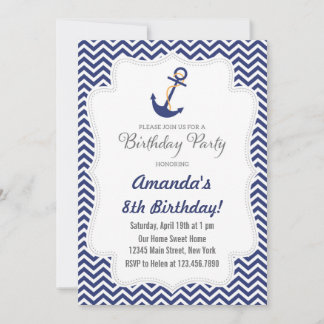 Nautical Anchor zum Geburtstag Einladung