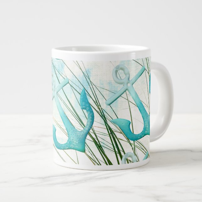 Nautical Anchors Beach Ocean Seaside Coasteme Them Jumbo-Tasse (Vorderseite Rechts)