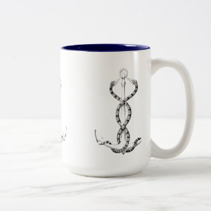 Nautical-Anker-Schlangen Zweifarbige Tasse