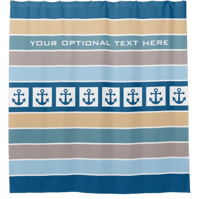 Nautical Anker & Stripes Duschvorhang (Vorderseite)