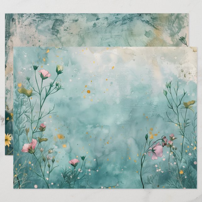 Nautical Aquamarin Blue Scrapbook Paper (Vorne/Hinten)