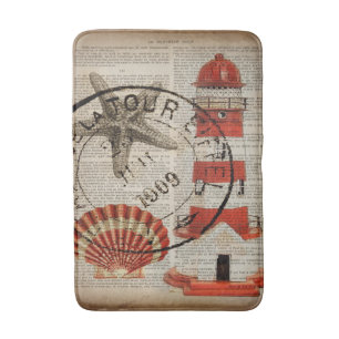 Nautical Art Küstenstrand Seashell Leuchtturm Badematte