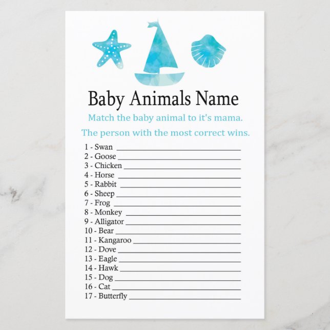 Nautical Baby Animes Name Game (Vorderseite)