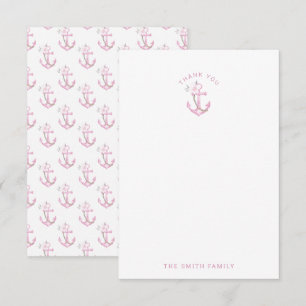 Nautical Baby Dusche Danke Karte Pink Waterco