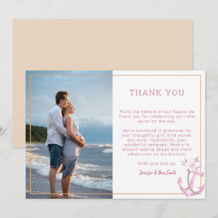 Nautical Baby Dusche Foto Danke Karte   Rosa W