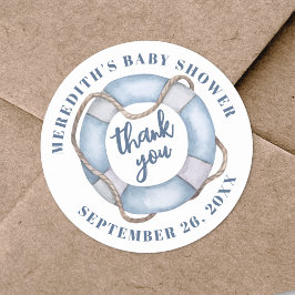 Nautical Baby Dusche Vielen Dank Runder Aufkleber