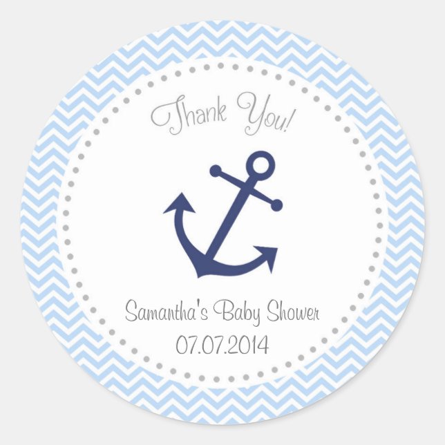 Nautical Baby Dusche Vielen Dank Sticker (Vorderseite)