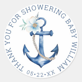Nautical Baby Dusche Vielen Dank Sticker | Blue An