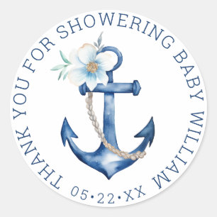 Nautical Baby Dusche Vielen Dank Sticker Blue An