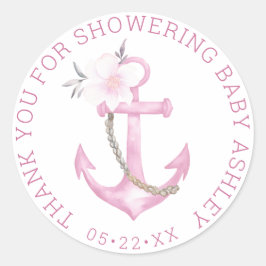 Nautical Baby Dusche Vielen Dank Sticker | Rosa Fl