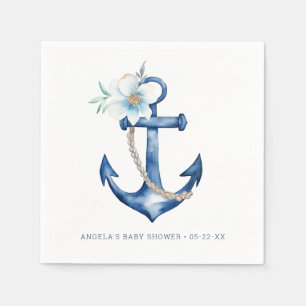 Nautical Baby Showdusche Napkins   Navy Blue Water Serviette