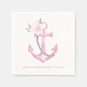 Nautical Baby Showdusche Napkins Rosa Blumenanke Serviette