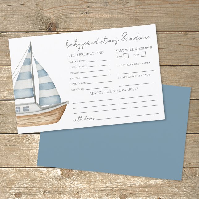 Nautical Baby Shower Addictive Predictions Card (Nautical Baby Shower Advice Predictions Card)
