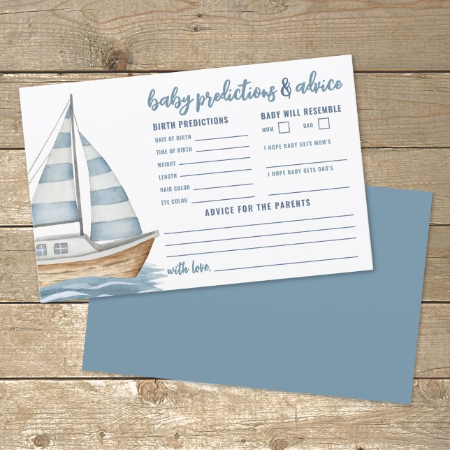 Nautical Baby Shower Addictive Predictions Card (Nautical Baby Shower Advice Predictions Card)