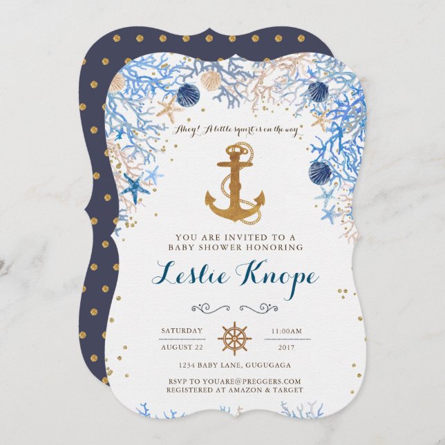 Nautical Baby Shower Einladung (Vorne/Hinten)