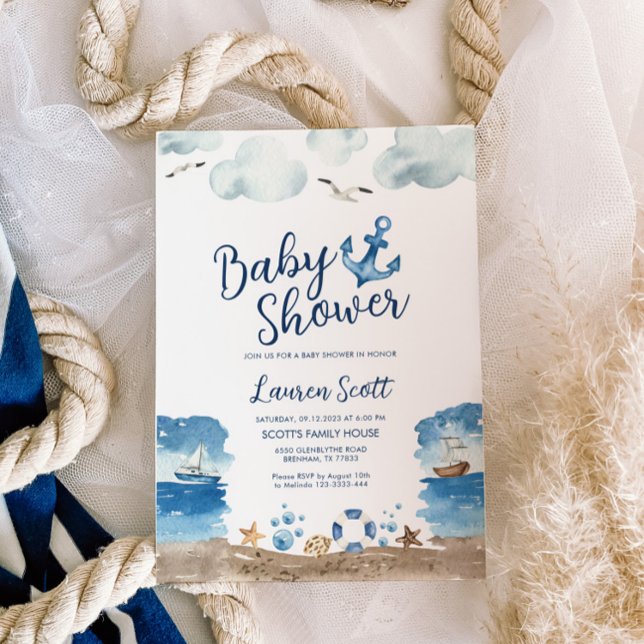 Nautical Baby Shower Einladung Wasserfarbe (Von Creator hochgeladen)