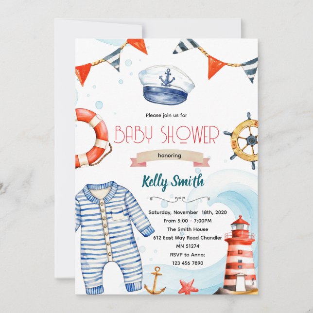Nautical baby shower invitation einladung (Vorderseite)
