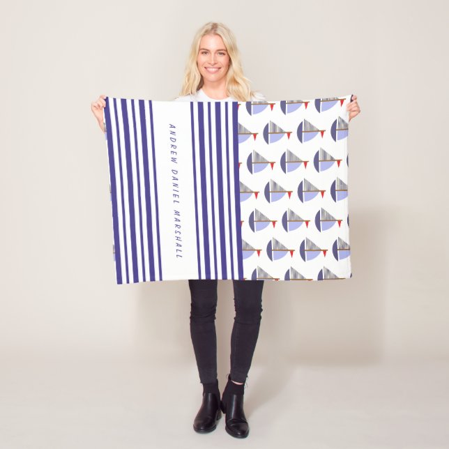Nautical Baby's Boat Names Stripes Fleecedecke (Beispiel)