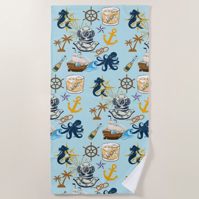 Nautical Bachelor Party Strandtuch (Vorderseite)