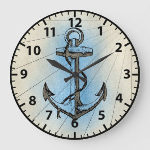Nautical Beach Anchor Naval Große Wanduhr