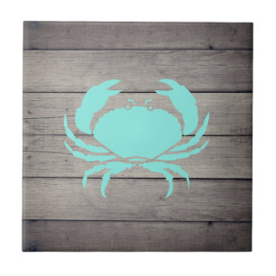 Nautical Beach Aquamarin Crab  Fliese