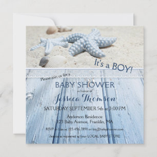 Nautical Beach Baby Boy Dusche Einladung