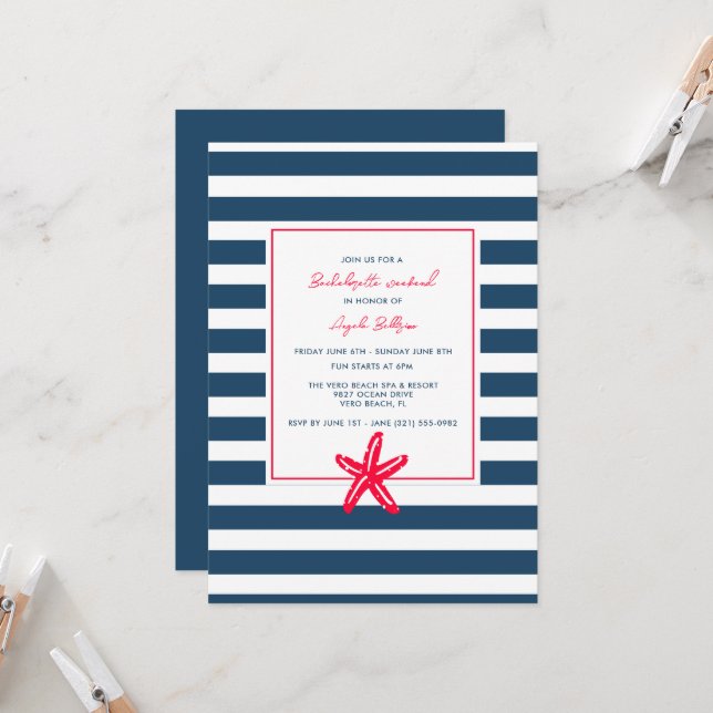 Nautical Beach Bachelorette Weekend Party (Vorderseite/Rückseite Beispiel)