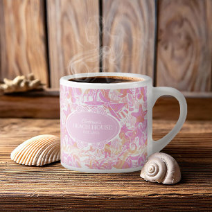 Nautical Beach Collage Hot Pink ID840 Espressotasse