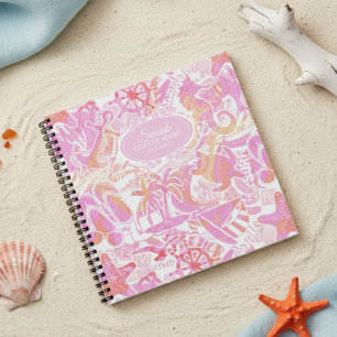 Nautical Beach Collage Hot Pink ID840 Notizbuch