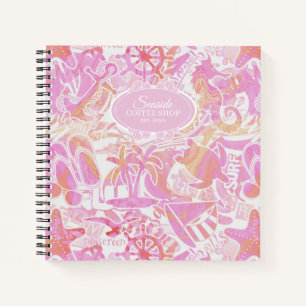 Nautical Beach Collage Hot Pink ID840 Notizbuch