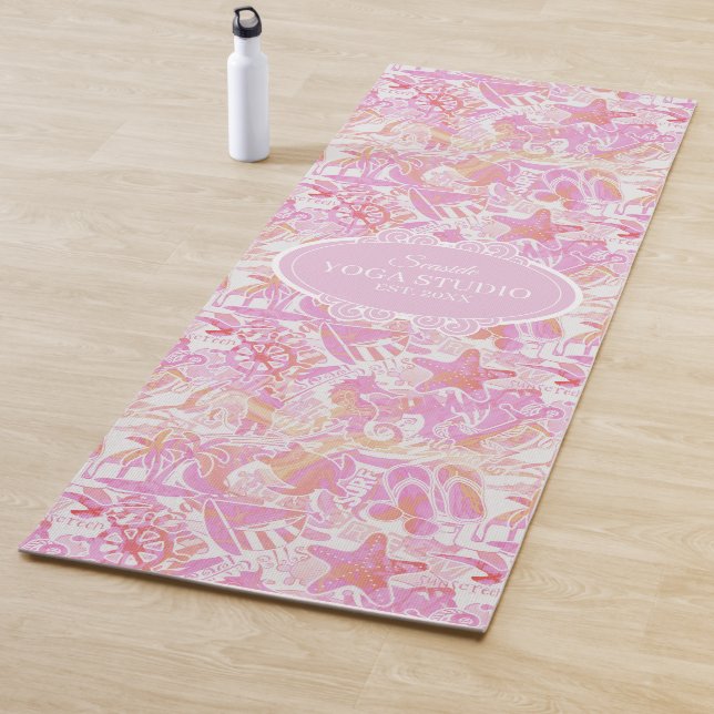 Nautical Beach Collage Hot Pink ID840 Yogamatte (Beispiel)