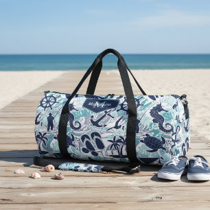 Nautical Beach Collage Navy Türkis ID840 Duffle Bag