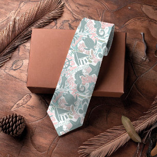 Nautical Beach Collage Sage ID840 Krawatte