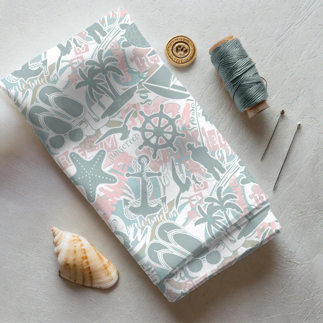 Nautical Beach Collage Sage ID840 Stoff (Von Creator hochgeladen)