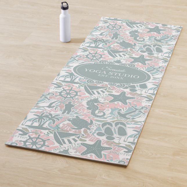 Nautical Beach Collage Sage ID840 Yogamatte (Beispiel)
