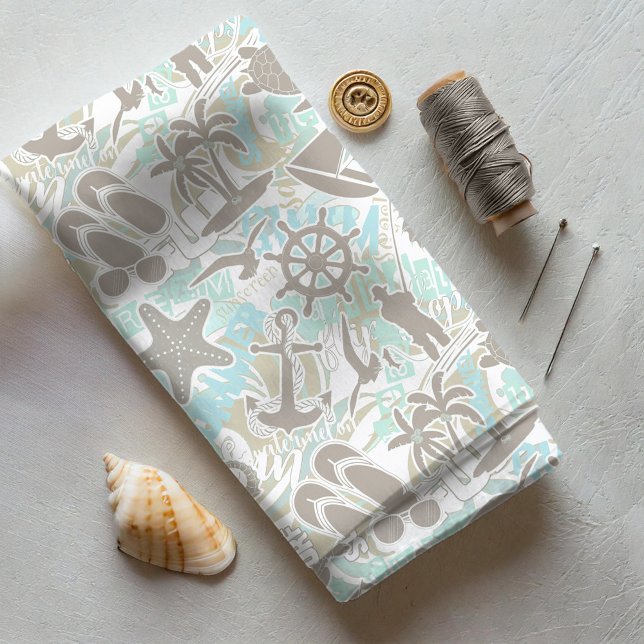 Nautical Beach Collage Sand ID840 Stoff (Von Creator hochgeladen)
