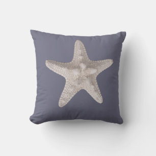 Nautical Beach Dusty Blue White Starfish Kissen