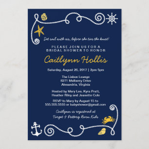 Nautical Beach (Farbe wählen) Bridal / Babydusche Einladung