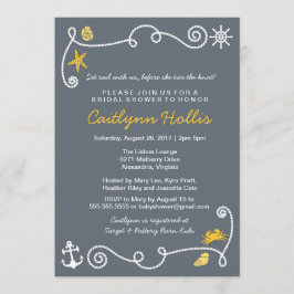 Nautical Beach Gray & Yellow Bridal oder Babydusch Einladung