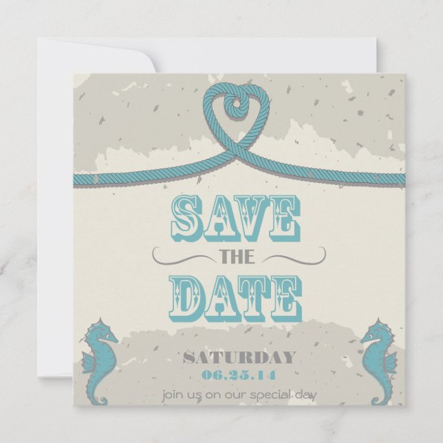 Nautical Beach Heart Knot Save the Date (Vorderseite)