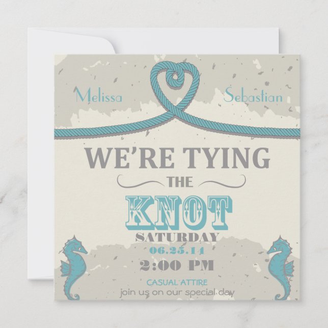 Nautical Beach Heart Knot Wedding Einladung
