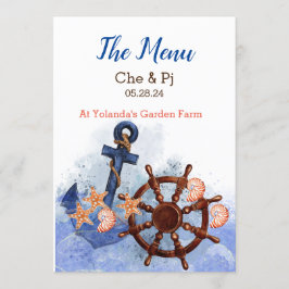 Nautical Beach Hochzeit individuell Menükarte