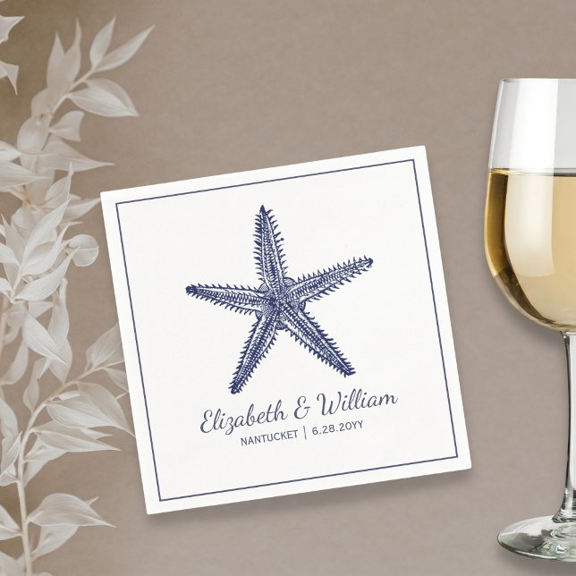 Nautical Beach Hochzeit Rustikale Marine Blue Star Serviette (Von Creator hochgeladen)