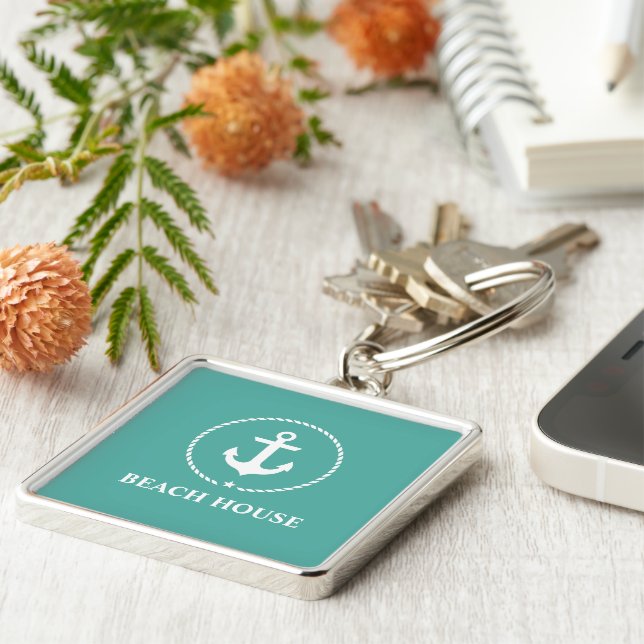 Nautical Beach House Anchor Schlüsselanhänger (Seite)