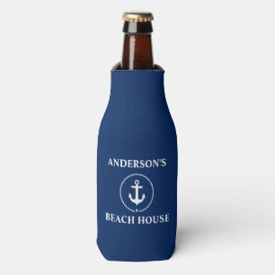 Nautical Beach House Familienname Anchor Blue Flaschenkühler